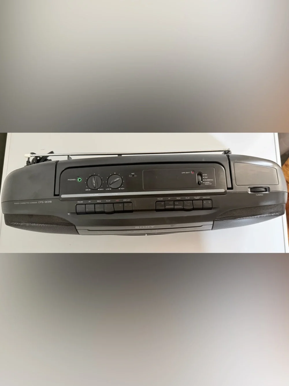 Vintage Sony Black Portable Boombox with AM/FM Radio and Dual Cassette